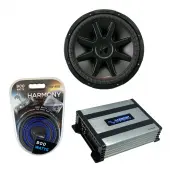 Kicker 43CWR84 8" CompR CWR8 Series Sub 300W RMS Subwoofer Bundle with Harmony HA-A400.1 Amp...