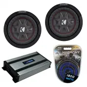 Kicker (2) 43CWRT82 8" CompRT CWRT8 Series Sub 300W RMS Subwoofer Bundle with Harmony HA-A80...