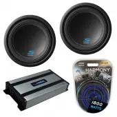 Alpine (2) S-W12D2 Car Audio Type S Series Sub 1200W Peak 12" Subwoofer Bundle with Harmony ...