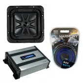 Kicker L7S8 Car Audio Solo-Baric 8 Subwoofer Square L7 Sub 44L7S84 Bundle with Harmony HA-A400.1 Amplifier & Amp Kit