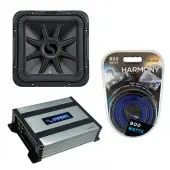 Kicker 45L7R124 Car Audio L7R Square 12" Sub 1200W Subwoofer L7R12 Bundle with Harmony HA-A400.1 Amplifier & Amp Kit