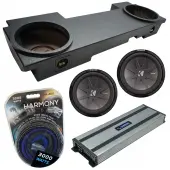 Compatible with 2002-2013 Cadillac Escalade EXT Underseat Kicker CompR CWR12 Dual 12 Rhino Coated Sub Box Enclosure & Harmony HA-A1500.1 Amp