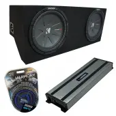 Compatible with 2005-2014 Ford Mustang Coupe Kicker CompR CWR10 Dual 10" Custom Sub Box Enclosure & Harmony HA-A1500.1 Amp