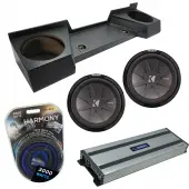 Compatible with 2007-2013 Chevy Silverado Extended Cab Truck Kicker CompR CWR12 Dual 12" Rhino Coated Sub Box Enclosure & Harmony HA-A1500.1 Amp