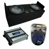 Compatible with 1983-2012 Ford Ranger Extended Cab Truck Harmony R124 Dual 12" Loaded Sub Box Bundle with Harmony HA-A400.1 Amp & Install Kit