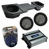 Compatible with 2002 - 2018 Dodge Ram Quad or Crew Truck Harmony R124 Dual 12" Rhino Coated Sub Box & Harmony HA-A400.1