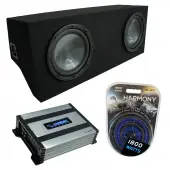 Compatible with 2005-2014 Ford Mustang Coupe Harmony R104 Dual 10" Custom Sub Box & Harmony HA-A400.1 Amp