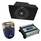 Compatible with 2005-2014 Ford Mustang Coupe Kicker Comp C10 Single 10" Sub Box Enclosure & Harmony HA-A400.1 Amp