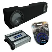 Compatible with 2006-2018 Dodge Ram Mega Cab Truck Harmony R104 Dual 10" Loaded Sub Box Bundle with Harmony HA-A400.1 Amp & Install Kit