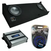 Compatible with 2007-2013 GMC Sierra Crew Cab Truck Harmony R104 Dual 10" Sub Box & Harmony HA-A400.1 Amp