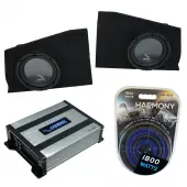 Compatible with 2010-2015 Chevy Camaro Coupe Rear Side Harmony R104 Dual 10" Sub Box & Harmony HA-A400.1