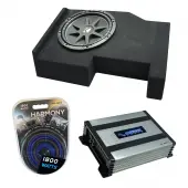 Compatible with 2014 - UP Chevy Silverado Crew Cab Kicker Comp C10 Single 10 Sub Box Harmony HA-A400.1 Amp