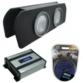 Compatible with 2015 - 2023 Ford Mustang Coupe Harmony HA-R124 Dual 12" Custom Sub Box Harmony HA-A400.1 Amp