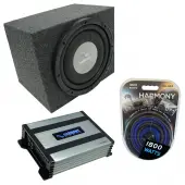 Universal Car Stereo Rearfire Sealed Single 12" Harmony F124 Sub Box & Harmony HA-A400.1