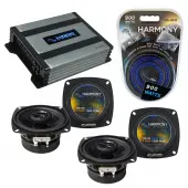 Compatible with Chevy Spectrum 1985-1989 Factory Speaker Replacement Harmony (2) R4 & Harmony HA-A400.4 Amp