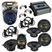 Compatible with GMC Envoy 1998-2001 OEM Speaker Replacement Harmony (2) R65 R46 & Harmony HA-A400.4 Amp