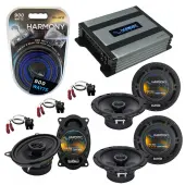 Compatible with GMC Safari Mini Van 1996-2005 OEM Speaker Replacement Harmony Speakers & Harmony HA-A400.4 Amp