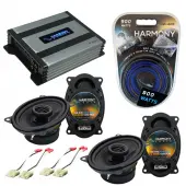 Compatible with GMC Sierra 1988-1994 Factory Speaker Replacement Harmony (2) R46 & Harmony HA-A400.4 Amp