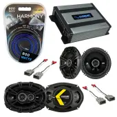 Compatible with Honda Civic 1996-2000 Speaker Replacement Kicker Bundle DSC65 DSC693 & Harmony HA-A400.4 Amp
