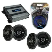 Compatible with Jeep Wrangler 2007-2014 Speaker Replacement Kicker (2) DSC65 & Harmony HA-A400.4 Amp