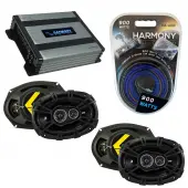 Compatible with Mazda Mazda5 2006-2011 Speaker Replacement Kicker (2) DSC693 & Harmony HA-A400.4 Amp