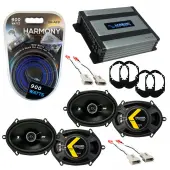 Compatible with Mercury Mountaineer 97-01 Speaker Replacement Kicker (2) DSC68 & Harmony HA-A400.4 Amp