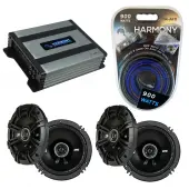 Compatible with Nissan 300ZX 1990-1996 Speaker Replacement Kicker (2) DSC65 & Harmony HA-A400.4 Amp