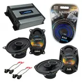 Compatible with Oldsmobile Alero 2001-2004 OEM Speaker Replacement Harmony Speakers & Harmony HA-A400.4 Amp