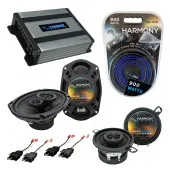 Compatible with Plymouth Gran Fury 1984-1989 OEM Speaker Replacement Harmony Speakers & Harmony HA-A400.4 Amp