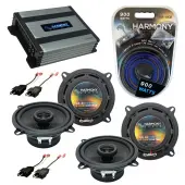 Compatible with Plymouth TC3 1981-1982 Factory Speaker Replacement Harmony (2) R5 & Harmony HA-A400.4 Amp