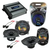Compatible with Pontiac Grand Prix 1994-2003 OEM Speaker Replacement Harmony Speakers & Harmony HA-A400.4 Amp