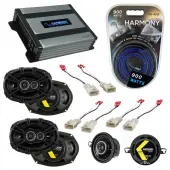 Compatible with Toyota Camry 2002-2006 Speaker Replacement Kicker (2) DSC693 DSC35 & Harmony HA-A400.4 Amp