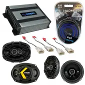 Compatible with Toyota Corolla 2003-2008 Speaker Replacement Kicker DSC65 DSC693 & Harmony HA-A400.4 Amp