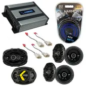 Compatible with Toyota Yaris 2007-2014 Speaker Replacement Kicker (2) DSC65 DSC693 & Harmony HA-A400.4 Amp