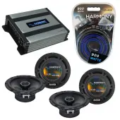 Compatible with Volkswagen Cabrio 1995-2002 OEM Speaker Replacement Harmony (2) R65 & Harmony HA-A400.4 Amp