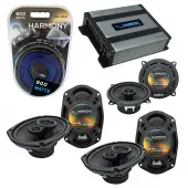 Compatible with Volkswagen Routan 09-13 OEM Speaker Replacement Harmony (2) R69 R5 & Harmony HA-A400.4 Amp