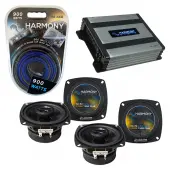Compatible with Volvo 200 Series 1975-1985 OEM Speaker Replacement Harmony (2) R4 & Harmony HA-A400.4 Amp
