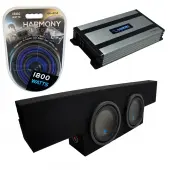 Compatible with 01-06 Chevy Silverado Non-HD Crew Truck Alpine Type S S-W10D2 Dual 10" Sub Box Enclosure with Harmony HA-A800.1 Amplifier & 4GA Amp Kit