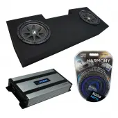 Compatible with 1982-1992 Pontiac Firebird Coupe Kicker Comp C12 Dual 12" Sub Box Enclosure Package & Harmony HA-A800.1 Amp