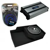 Compatible with 1988-1998 GMC Sierra Extended Cab Truck Alpine SWT-10S2 Single 10" Sub Box Enclosure with Harmony HA-A800.1 Amplifier & 4GA Amp Kit