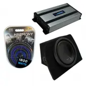 Compatible with 1990-2005 Mazda Miata MX-5 Convertible Alpine SWT-10S2 Single 10" Sub Box Enclosure with Harmony HA-A800.1 Amplifier & 4GA Amp Kit