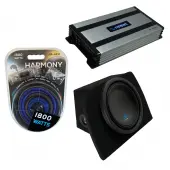 Compatible with 1990-2005 Mazda Miata MX-5 Convertible Alpine Type S S-W10D4 Single 10" Sub Box Enclosure with Harmony HA-A800.1 Amplifier & 4GA Amp Kit