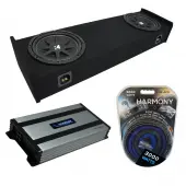 Compatible with 1997-1999 Ford F-150 Super Ext Cab Truck Kicker Comp C10 Dual 10" Sub Box Enclosure & Harmony HA-A800.1 Amp