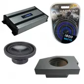 Compatible with 2002-2018 Dodge Ram Quad / Crew Truck Alpine SWT-10S2 Single 10" Rhino Coated Sub Box Enclosure with Harmony HA-A800.1 Amplifier & 4GA Amp Kit