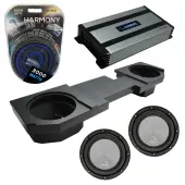 Compatible with 2002 - 2018 Dodge Ram Quad or Crew Harmony A122 Dual 12" Rhino Coated Sub Box & Harmony HA-A800.1