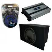 Compatible with 2005-2014 Ford Mustang Coupe Alpine SWT-10S2 Single 10" Sub Box Enclosure with Harmony HA-A800.1 Amplifier & 4GA Amp Kit