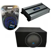 Compatible with 2005-2014 Ford Mustang Coupe Alpine Type S S-W12D4 Single 12" Sub Box Enclosure with Harmony HA-A800.1 Amplifier & 4GA Amp Kit