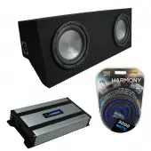 Compatible with 2005-2014 Ford Mustang Coupe Harmony A102 Dual 10" Loaded Sub Box Bundle with Harmony HA-A800.1 Amp & Install Kit