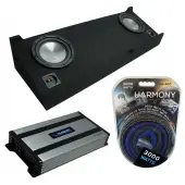 Compatible with 2007-2013 Chevy Silverado Crew Cab Truck Harmony A102 Dual 10" Loaded Sub Box Bundle with Harmony HA-A800.1 Amp & Install Kit