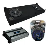 Compatible with 2007-2013 GMC Sierra Crew Cab Truck Kicker Comp C10 Dual 10" Sub Box Enclosure & Harmony HA-A800.1 Amp